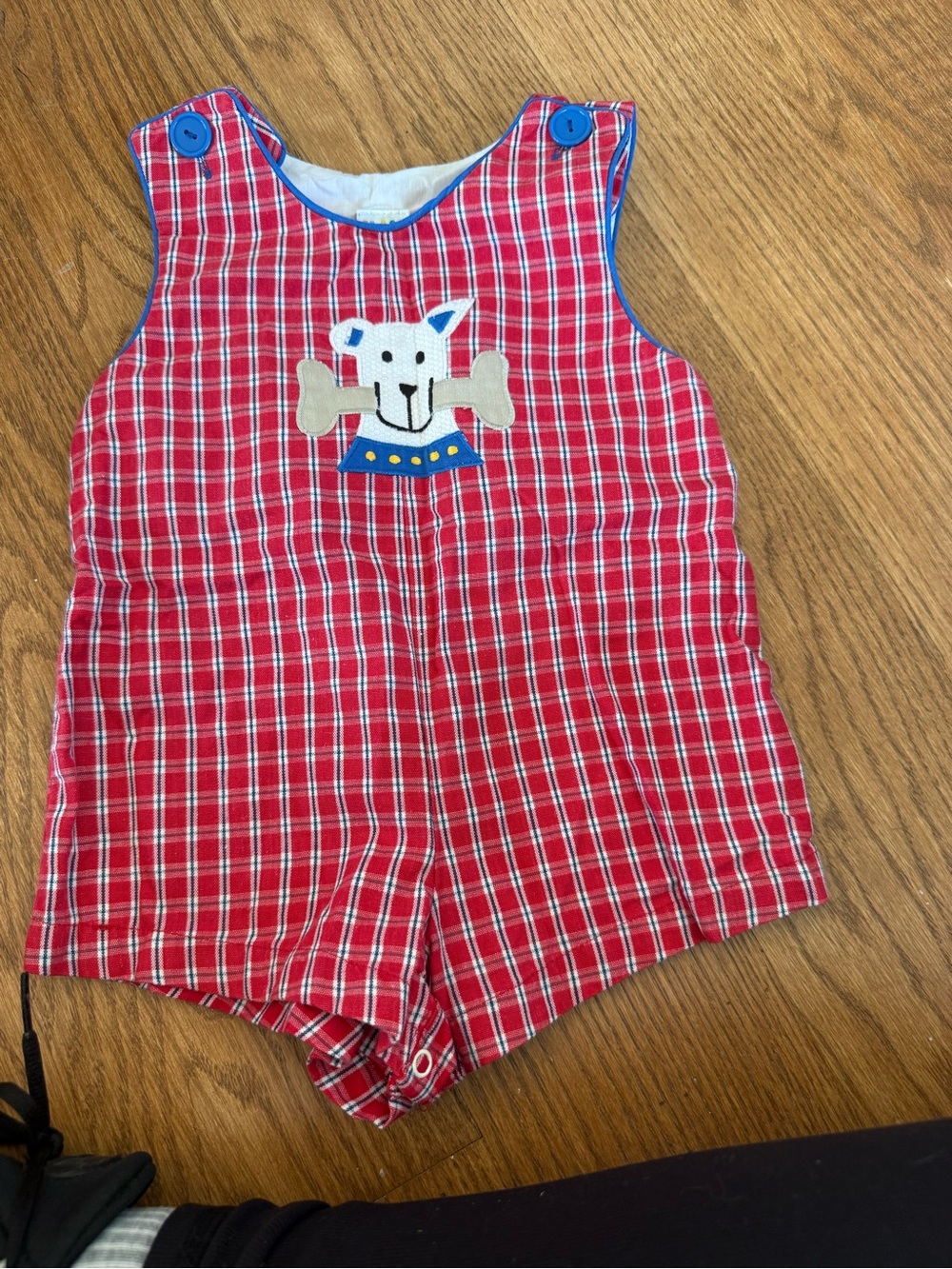 Vintage red checkered romper with dog appliqué from Class Club - 18M